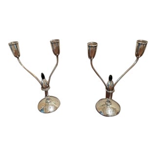 1956 Mid-Century Modern Gorham Sterling Silver "Celeste" Candelabras - A Pair For Sale