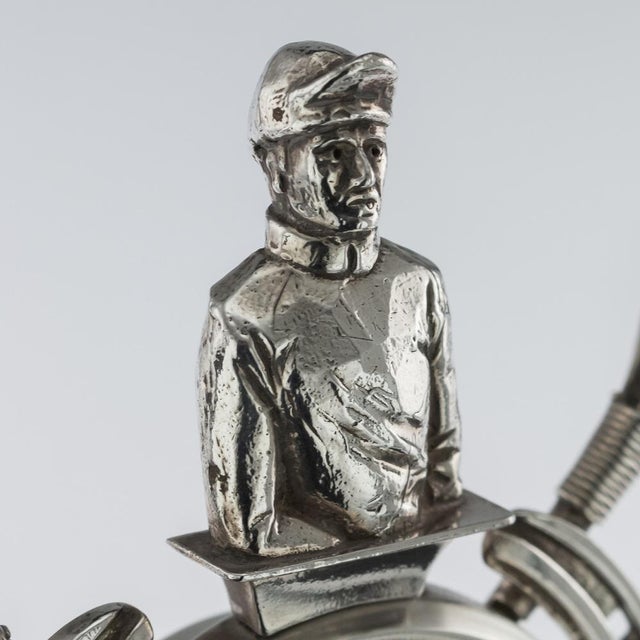 Solid Silver Horse Racing Clock, Edinburgh, 1983 For Sale - Image 6 of 14