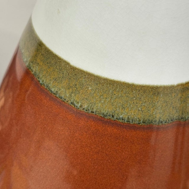 Ceramic Tall Brown & Green Ceramic Vase with Narrow White Neck For Sale - Image 7 of 8