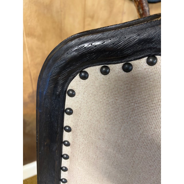 Farmhouse Hooker Furniture Desk/Dining/Accent Chair With Wood Arm and Oatmeal Upholstery, Nail Head Accents. For Sale - Image 3 of 3
