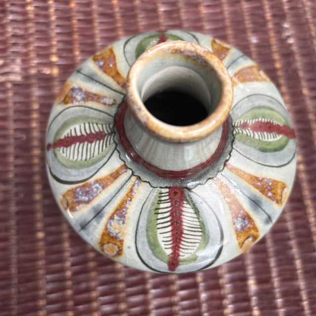 Mexican Tonala Bottle Vase Signed Ken Edwards For Sale - Image 3 of 4