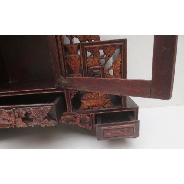 Beautifully carved and styled antique Chinese home altar Buddha House. Splendid, elegant style. The altar stand has one...