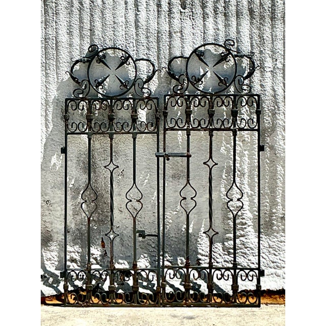 Black Vintage Boho Wrought Iron Gates - Set of 2 For Sale - Image 8 of 9