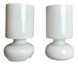 Modern Table Lamps in White Opaline Glass from Ikea, Set of 2
