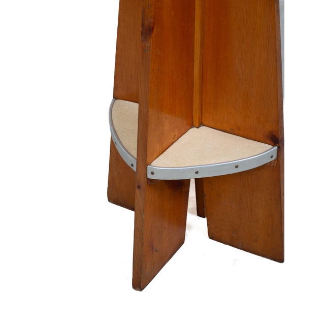 Mid-Century Wooden Bar Stools With Red Upholstery - Set of 3 For Sale - Image 4 of 4