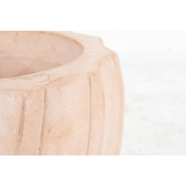 Beige Karl Springer Style Ribbed Planter, C. 1980s, Pair For Sale - Image 8 of 8
