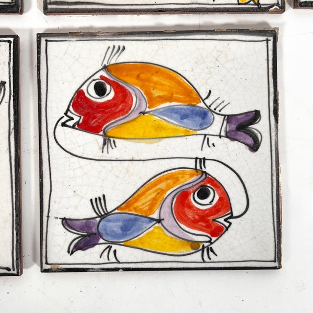 Yellow C.1960s Giovanni DeSimone Italian Tiles, After Picasso, Set - 11 For Sale - Image 8 of 12