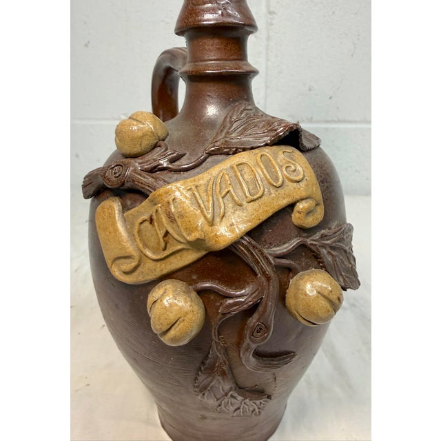 Figurative Antique Handmade Figural Calvados French Stoneware Pottery Decanter Flask For Sale - Image 3 of 15