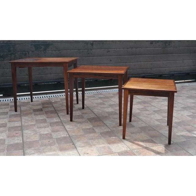 Danish Wooden Nesting Tables, Set of 3 For Sale - Image 6 of 18
