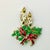 A lovely Christmas Brooch from the 1960s. It features two lit candlesticks nestled in green holly with red berries and red...