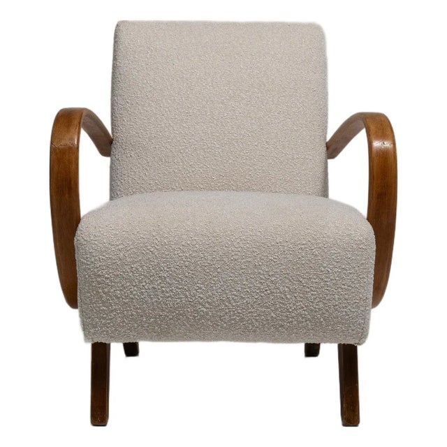 19th Century France Cream Wood Armchair For Sale