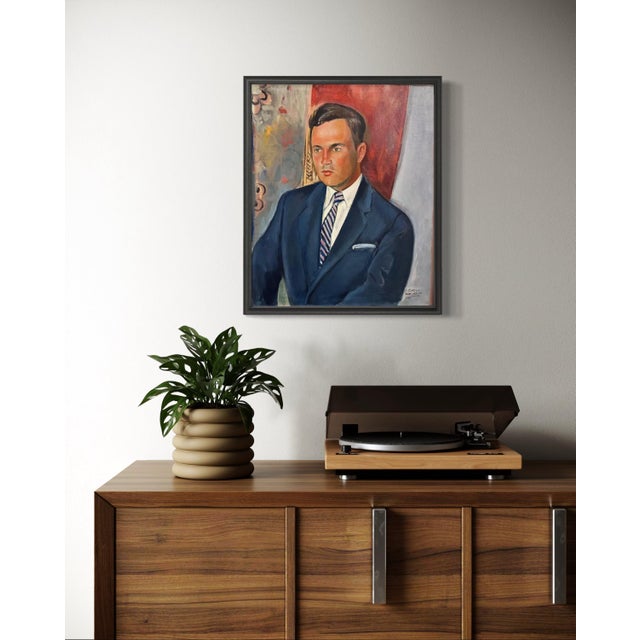 Oil painting portrait of a gentleman stationed at the North African Morocco Naval Air force Base in. Port Lyautey Navel...