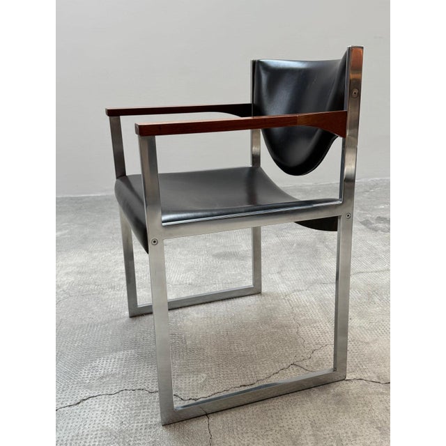Bauhaus Office Armchairs in Leather, Nutwood and Chrome from Lübke, Germany, 1960s, Set of 2 For Sale - Image 3 of 13