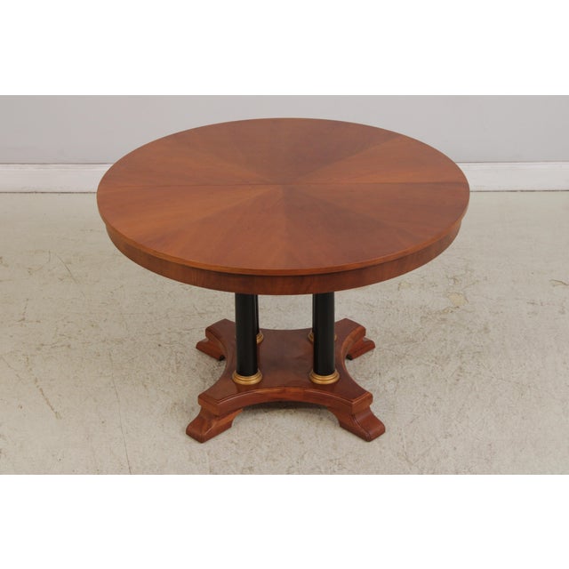 Neoclassical Ethan Allen Round Cherry Neoclassical Dining Room Table For Sale - Image 3 of 17