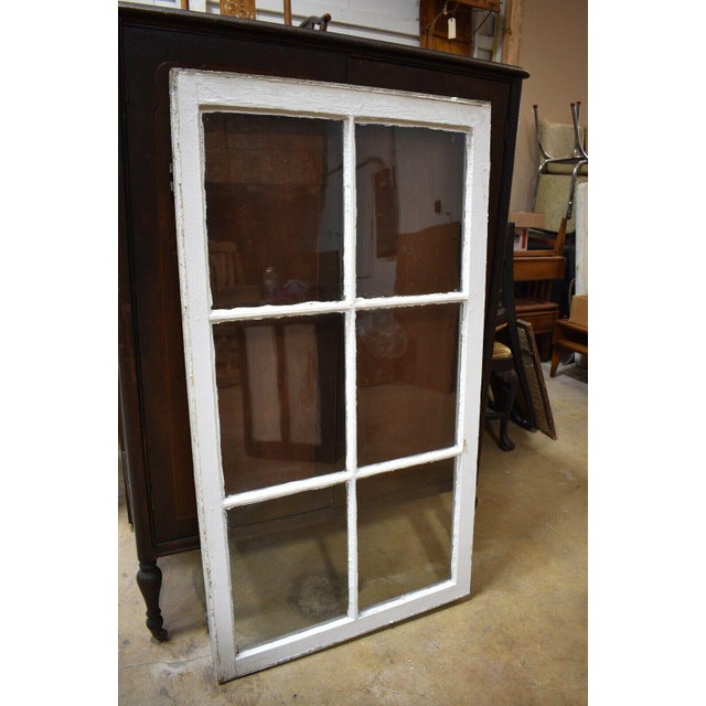 Early 20th Century Antique White Framed 6 Pane Farmhouse Window Pane For Sale - Image 5 of 5