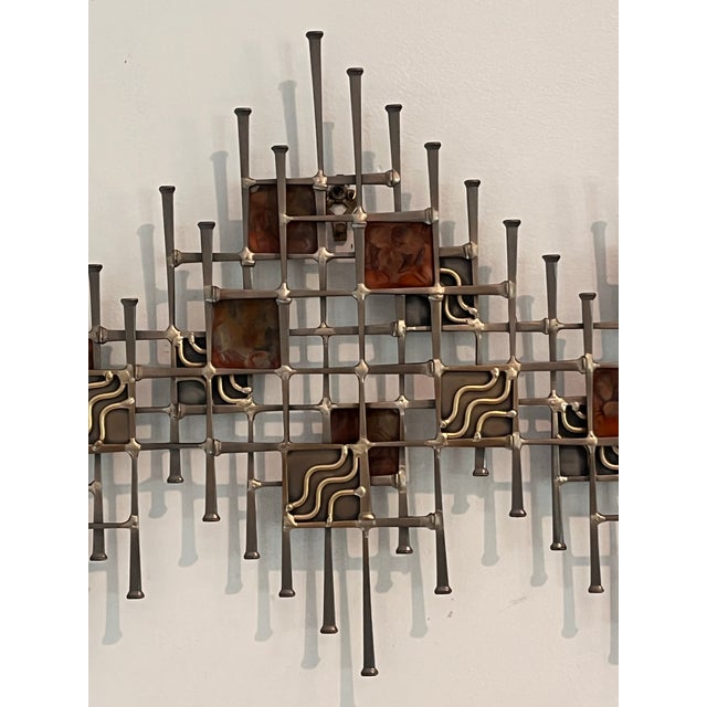 1970s 1970s Ron Schmidt Signed Brutalist Nail Art Mixed-Metal Wall Sculpture For Sale - Image 5 of 7