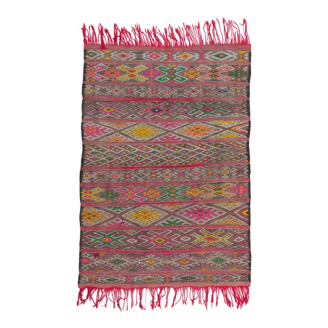 Vintage Zemmour Moroccan Kilim Rug, 02'09 X 03'11 For Sale