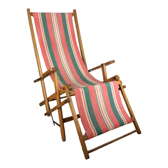 Ergelax Mid-Century Folding Canvas Lounge Chair For Sale