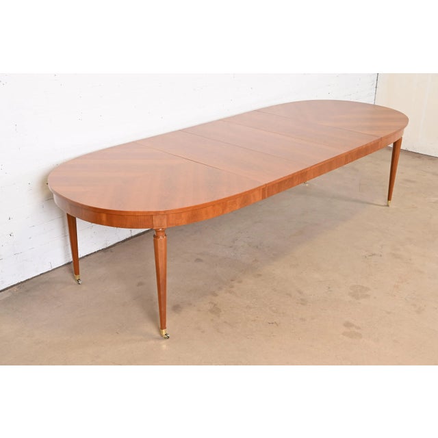 French Kindel Furniture French Regency Louis XVI Cherry Wood Extension Dining Table, Newly Refinished For Sale - Image 3 of 12