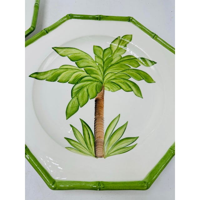 1980s Vintage Italian Palm Tree Plates, a Pair For Sale - Image 5 of 7