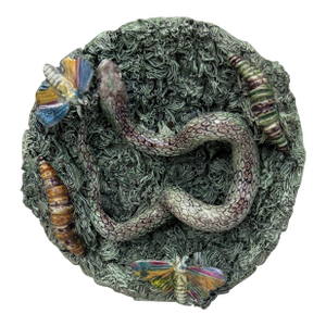 Small Portuguese Majolica Palissy Wall Snake Platter Jose A. Cunha