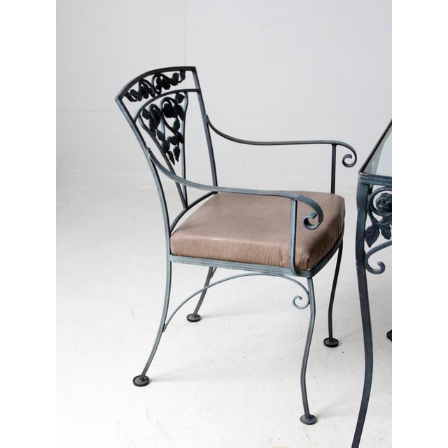 Mid 20th Century American Garden Wrought Iron Patio Table & 4 Chairs For Sale - Image 9 of 12