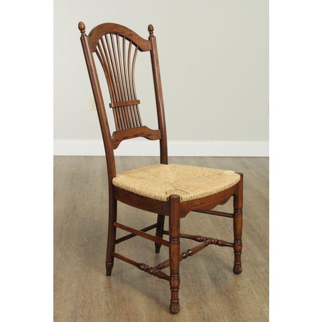 French Country Style Quality Wheat Back Rush Seat Dining Chairs Set