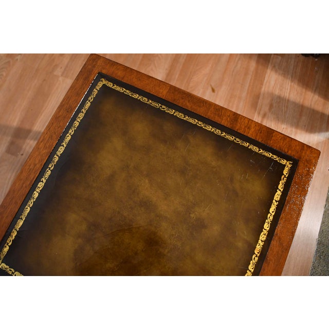 1930s 1930s Regency Style Mahogany & Leather Top Pair of Side Tables / End Tables For Sale - Image 5 of 16