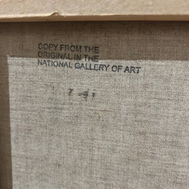 Textile 1980s Oil on Canvas Painting Reproduction “Baby at Play" (1876) by American Artist For Sale - Image 7 of 8