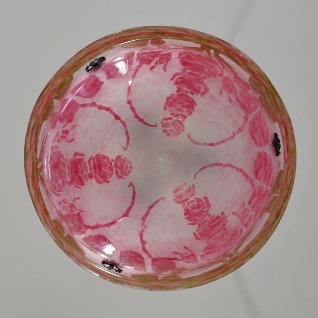 French Art Deco Pendant Light by Le Verre Francais Schneider - 1925 Cameo Chandelier France For Sale - Image 6 of 12