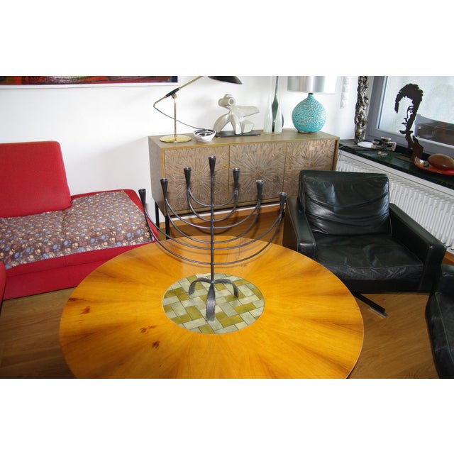 Large Swedish Wrought Iron Menorah, 1950s For Sale - Image 10 of 11