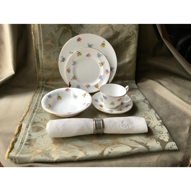 1930s English Staffordshire Hand-Painted Floral Breakfast China Set For Sale - Image 4 of 10