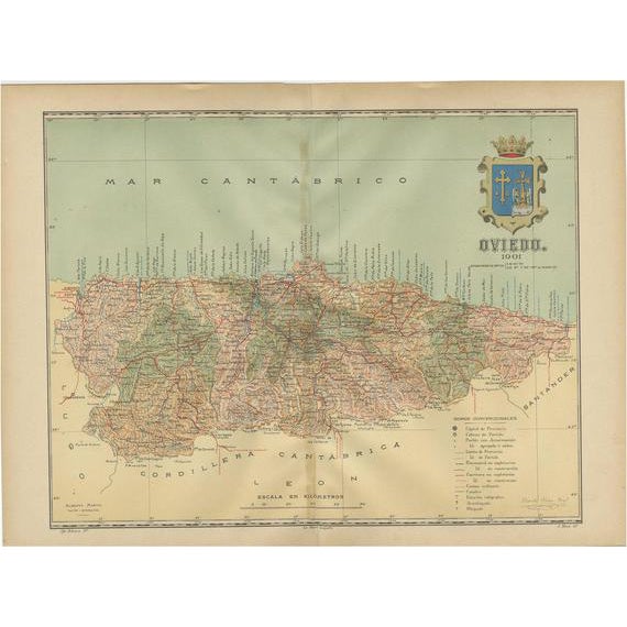 Topographic Map of Oviedo, 1901 For Sale