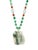 Late 20th Century 18k / 14k Yellow Gold Jadeite Bead Pendant Necklace For Sale - Image 4 of 6