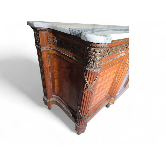 Wood Antique Mahogany and Gilt Bronze Breakfast Credenza, 1900 For Sale - Image 7 of 11