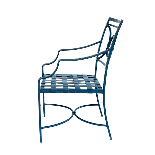 1980s Vintage Brown Jordan Aluminum Round Table With Four Arm Chairs For Sale - Image 5 of 8