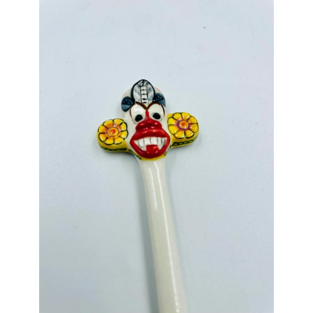 Ceramic Vintage Hand-Painted Sri Lankan Mask Spoons- Set of 6 For Sale - Image 7 of 11