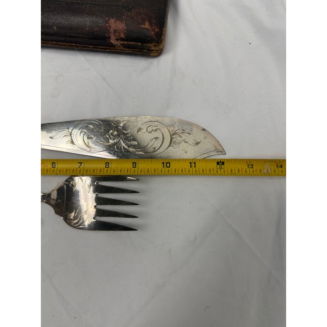 Metal Antique Victorian Silver-Plated Fish Serving Set - 2 Pieces For Sale - Image 7 of 8