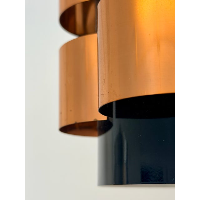 Metal Black and Copper Pendant Lamp by Werner Schou for Coronell Elektro, Denmark, 1960s For Sale - Image 7 of 18