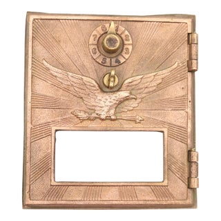 Vintage Polished Bronze u.s. Post Office Combination Box Door For Sale