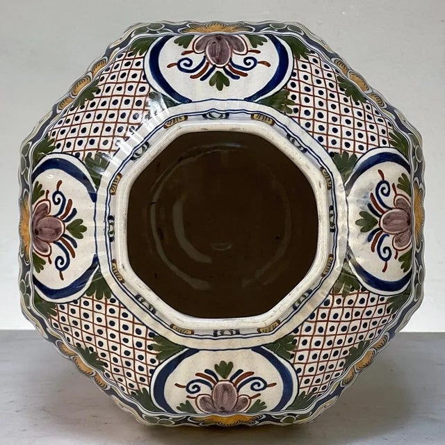 19th Century Hand-Painted Lidded Urn From Rouen For Sale - Image 10 of 13