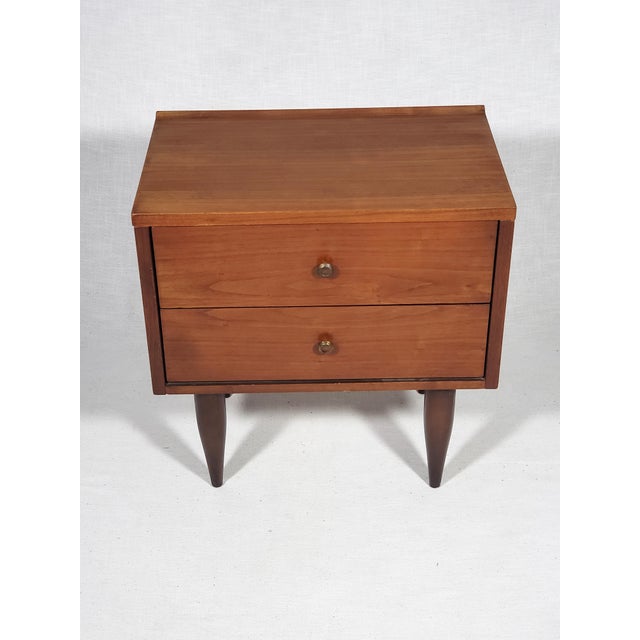 Harmony House Vintage Original Mid-Century Modern Harmony House All Wood Walnut Nightstand (One) With Tapered Legs For Sale - Image 4 of 11