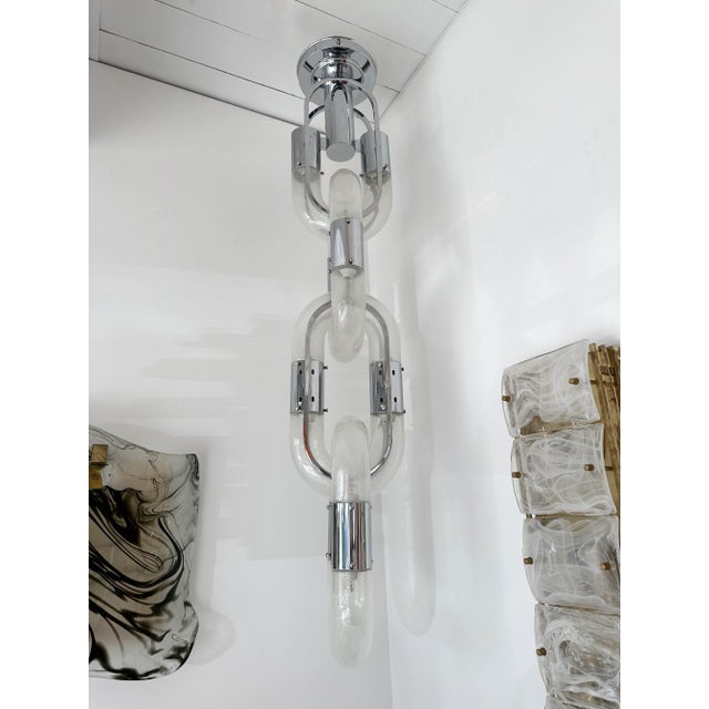 Mid-Century Modern Chain Chandelier Murano Glass Metal by Aldo Nason for Mazzega, Italy, 1970s For Sale - Image 3 of 13