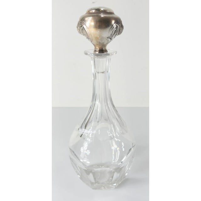 Art Nouveau Early 20th Century Gorham Sterling Silver and Crystal Glass Decanter For Sale - Image 3 of 9