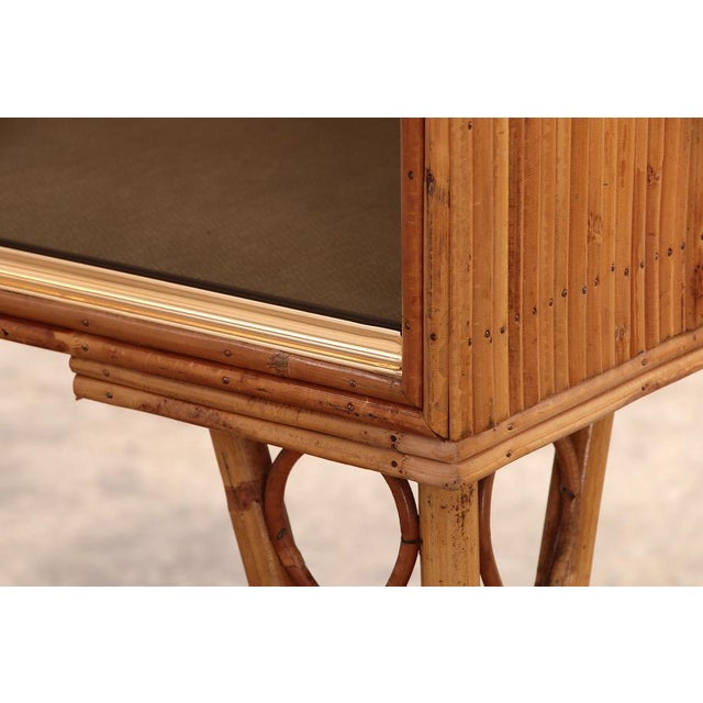 Wood Vintage French Bamboo Display Cabinet, 1960s For Sale - Image 7 of 15