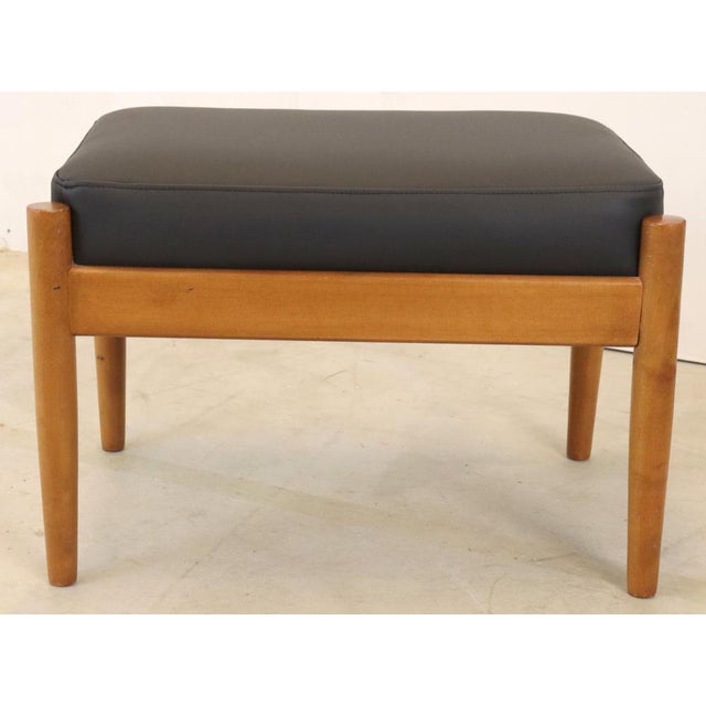 Mid-Century Danish Footstool in Leather and Wood For Sale - Image 6 of 9