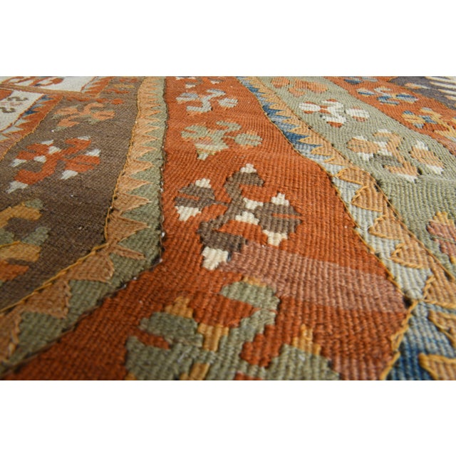 1970s Vintage Handmade Wool Cotton Orange Runner Rug For Sale - Image 4 of 11
