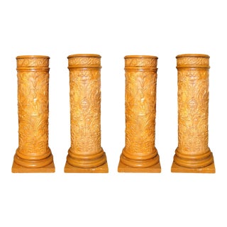 1930s Neoclassical Gilt Gesso Pedestals with Figural Motif - Set of 4 For Sale