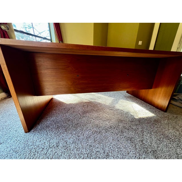 Mid Century Modern Teak Executive Office Desk For Sale - Image 10 of 10