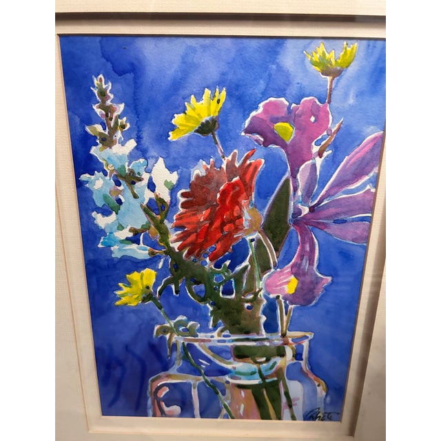 American 1990s Rhett Thurman Floral Still Life Watercolor, Charleston, S. C. For Sale - Image 3 of 7